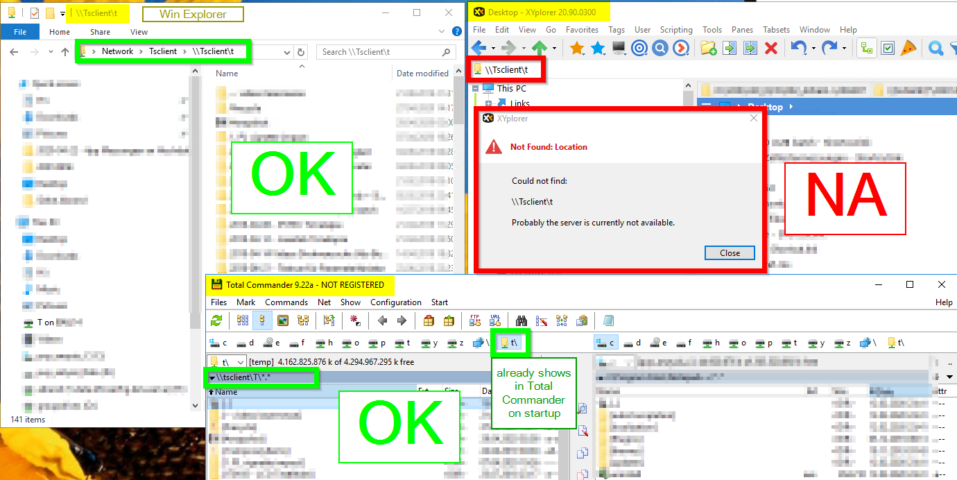xyplorer problem rdp shared drive tsclient.png