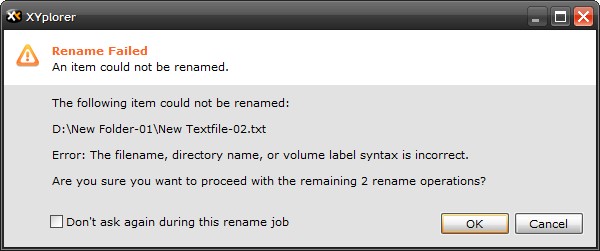 Rename Failed