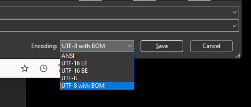 Save as UTF-8 with BOM.png
