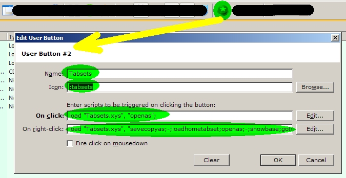 Defining a user button for using the tasets scripts