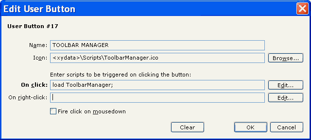 Example how to set up an Toolbar button