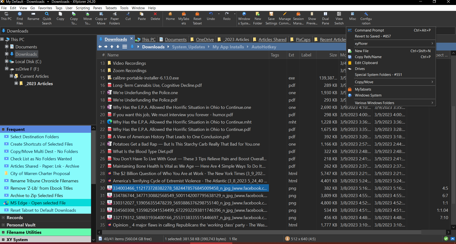 Monitor 1 (Laptop Screen) 1920x1080 screen pic of XYplorer popup correct