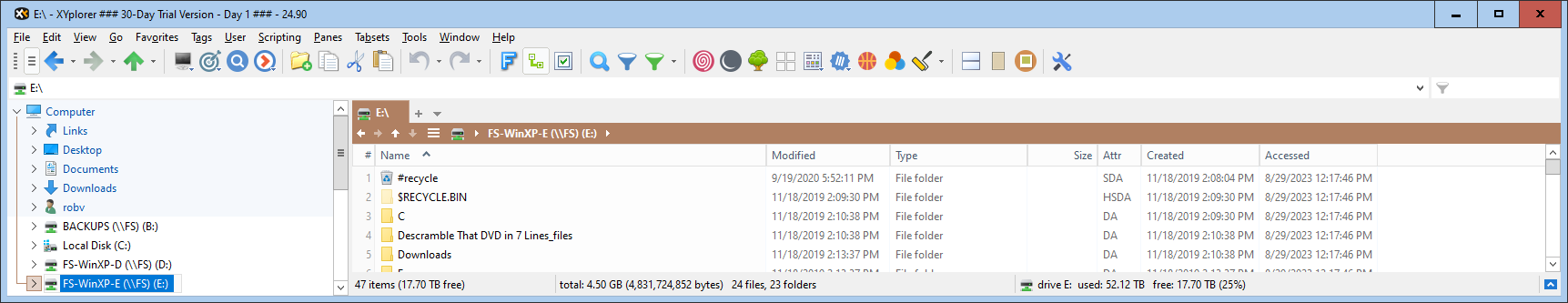 then after clicking E: drive