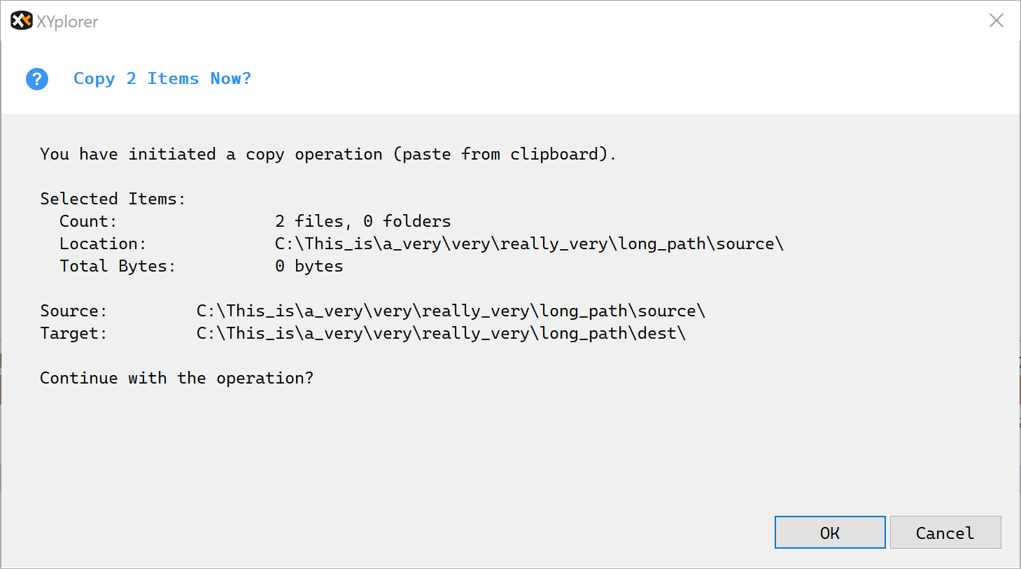 First copying two files, resized dialog.