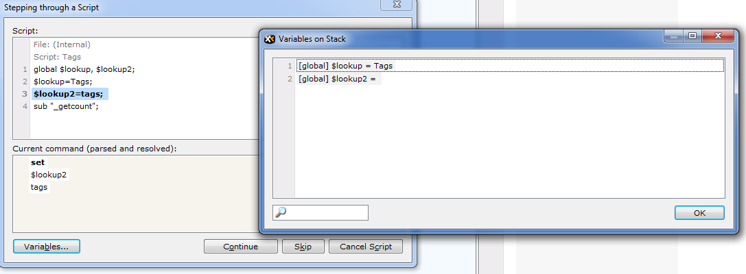 current view of two dialogs
