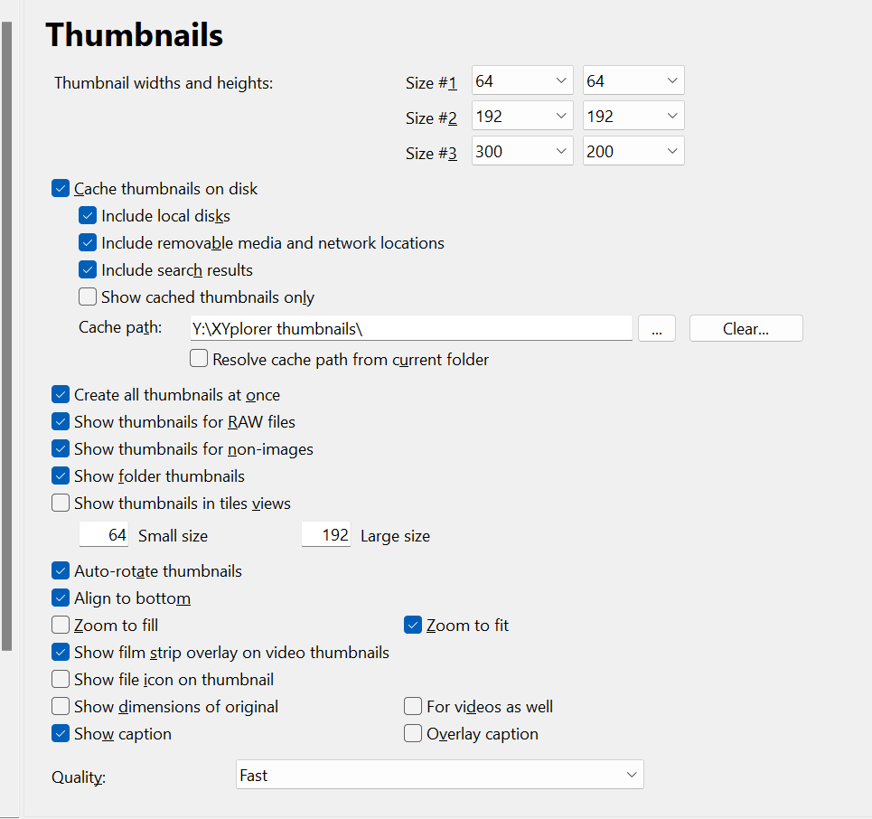 my thumbnail configuration iin XYplorer asof 20240801