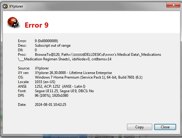 XYplorer Pro Error - Error_ 9 (0x00000009) Desc_ Subscript out of range (2024-08-01) (Screenshot) 2 of 2.jpg