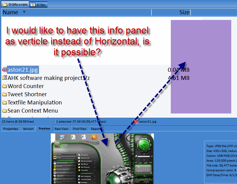 How can i've a Verticle info bar instead of the horizontal?
