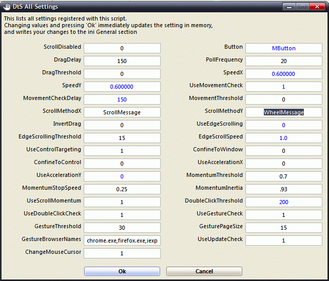 Screenshot of DragToScroll settings