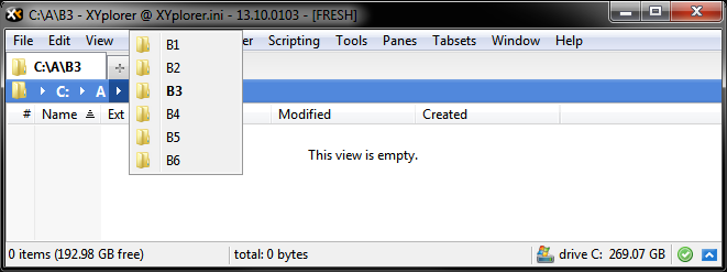 Imaging that the user has just clicked the arrow to the right of 'A'.