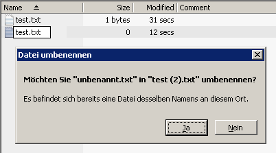 List while renaming, I think the shown dialog is not existing in winXP