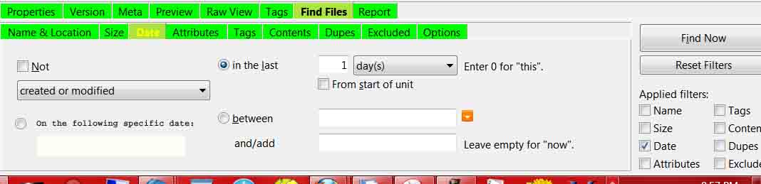 Specific date search: proposed screen