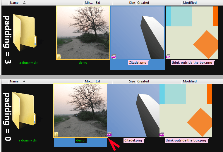 top:padding=3<br />bottom:padding=0