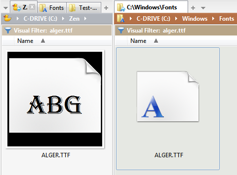XY font thumbs in and out of C:\Windows\Fonts