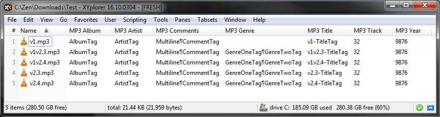 MP3 metadata in fresh XYplorer v16.10.0304